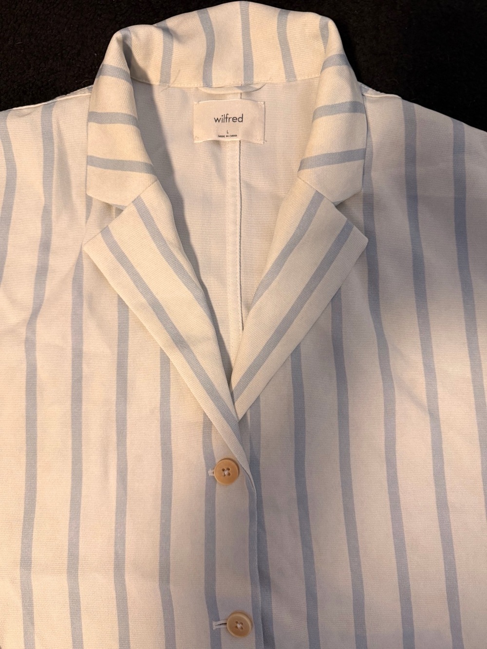 Aritzia Wilfred Blue & White Striped Button-Down Shirt Jacket - Large - Picture 3 of 10